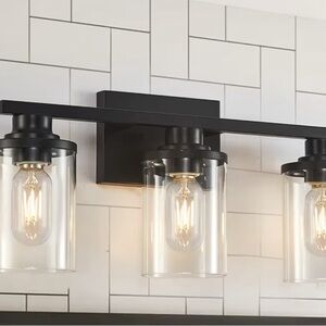 Black and Clear Glass Vanity Light Fixture